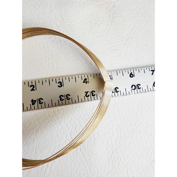 Vintage Gold Tone Wire Choker V  Collar Necklace Multi Layered Wire Choker - Picture 5 of 5